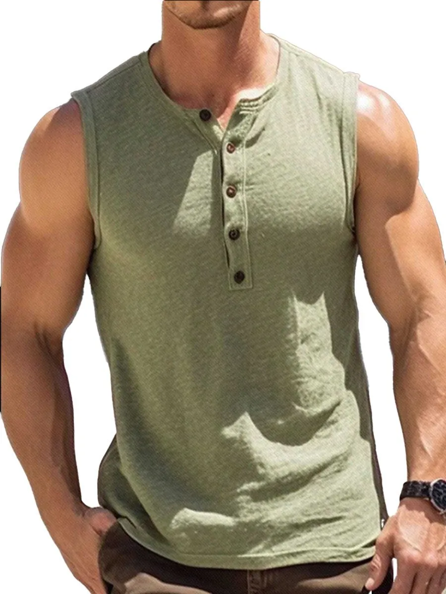 Half Open Collar Solid Color Casual Sleeveless Vest