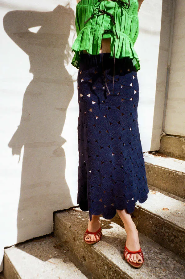 Hand Crochet Circle Skirt - Navy