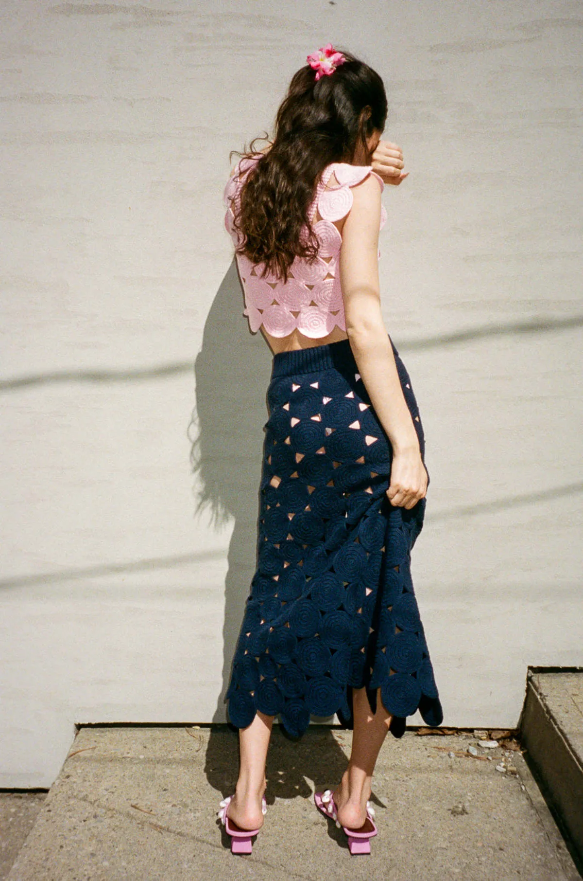 Hand Crochet Circle Skirt - Navy