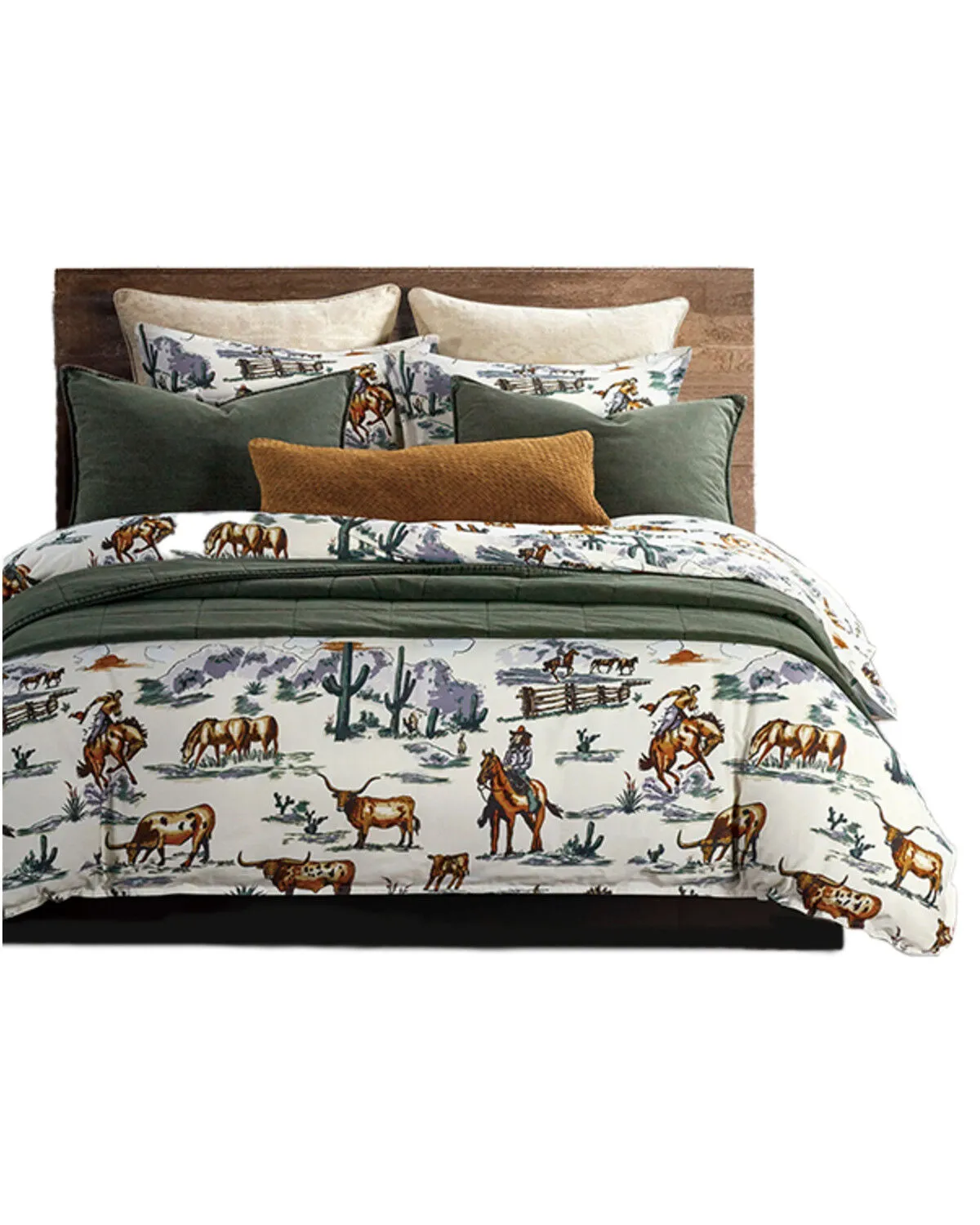 HiEnd Accents 3pc Ranch Life Reversible Duvet Cover Bedding Set - Super King