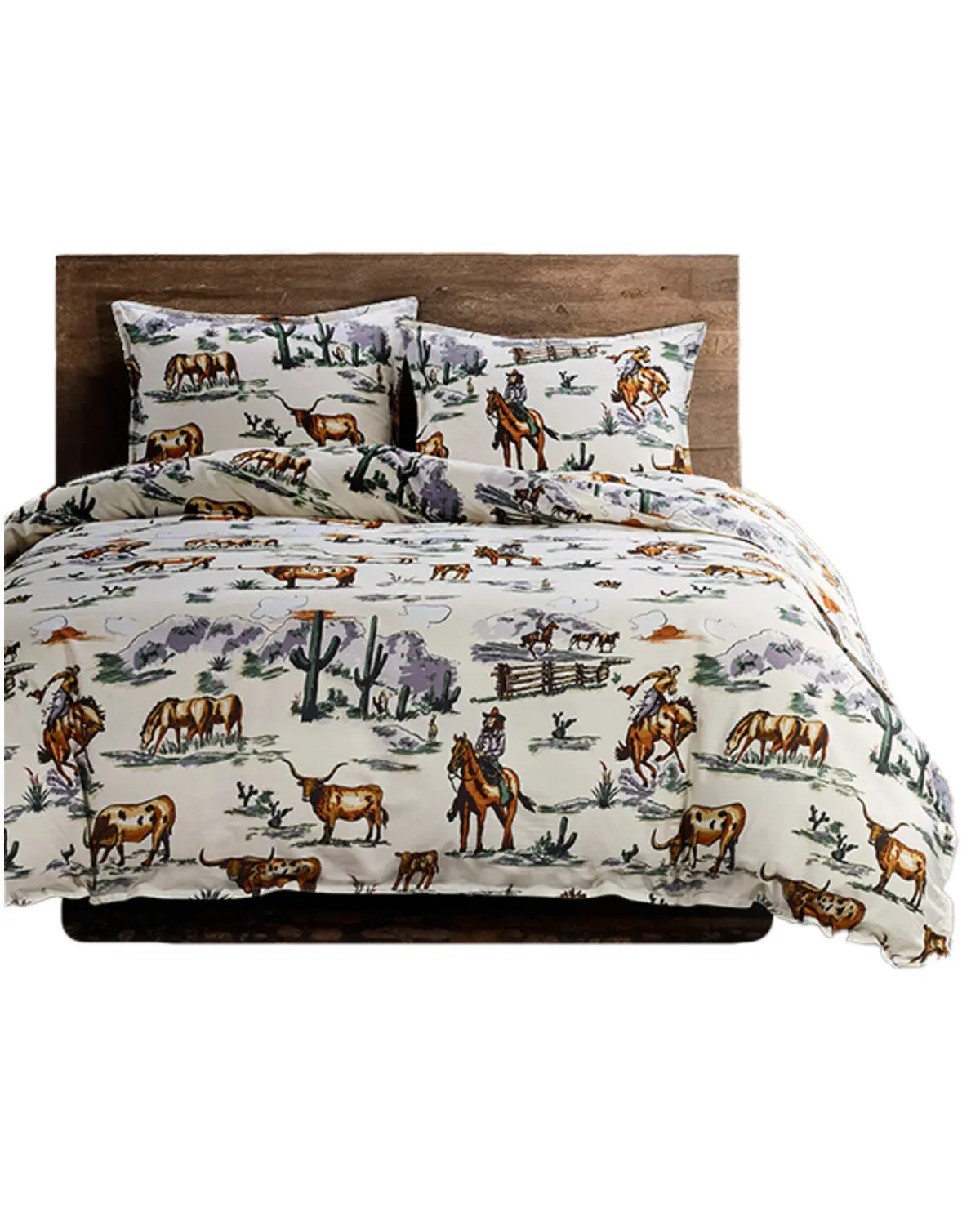 HiEnd Accents 3pc Ranch Life Reversible Duvet Cover Bedding Set - Super King