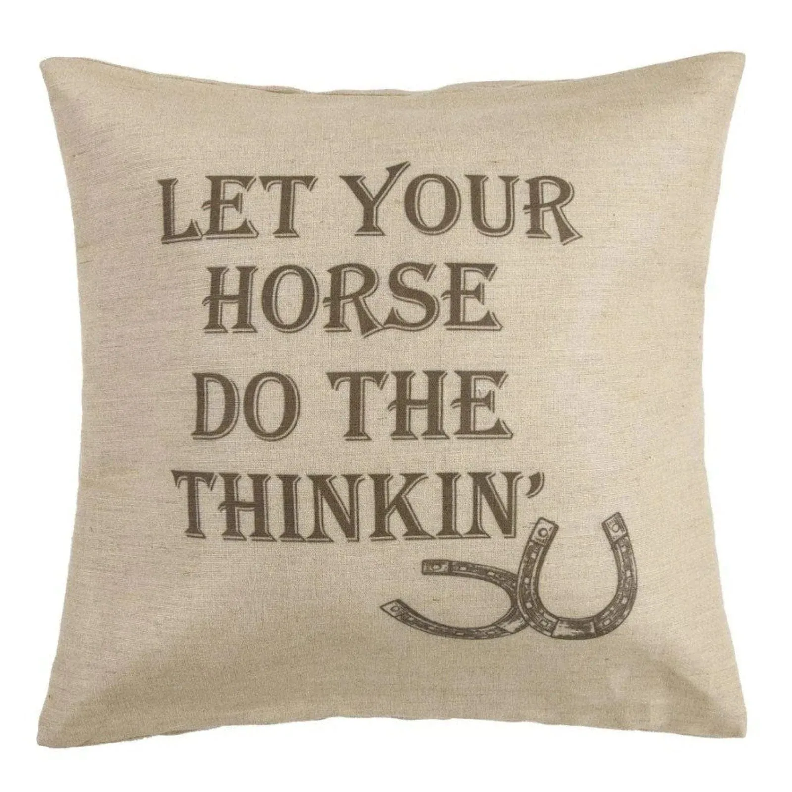 HiEnd Accents Burlap Horse Phrase Throw Pillow, 22x22 PL1805