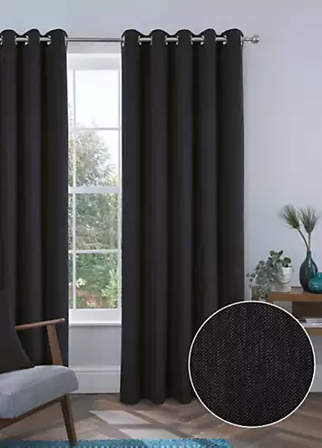 Home Curtains Rossi Blackout Textured Pair of Eyelet Curtains | Kaleidoscope