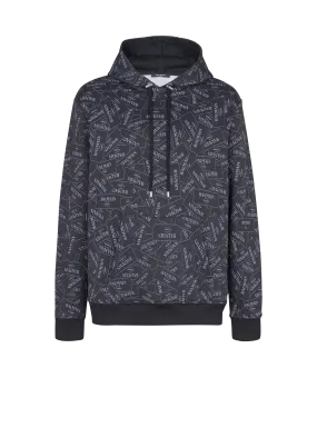 Hoodie with all-over Balmain label print