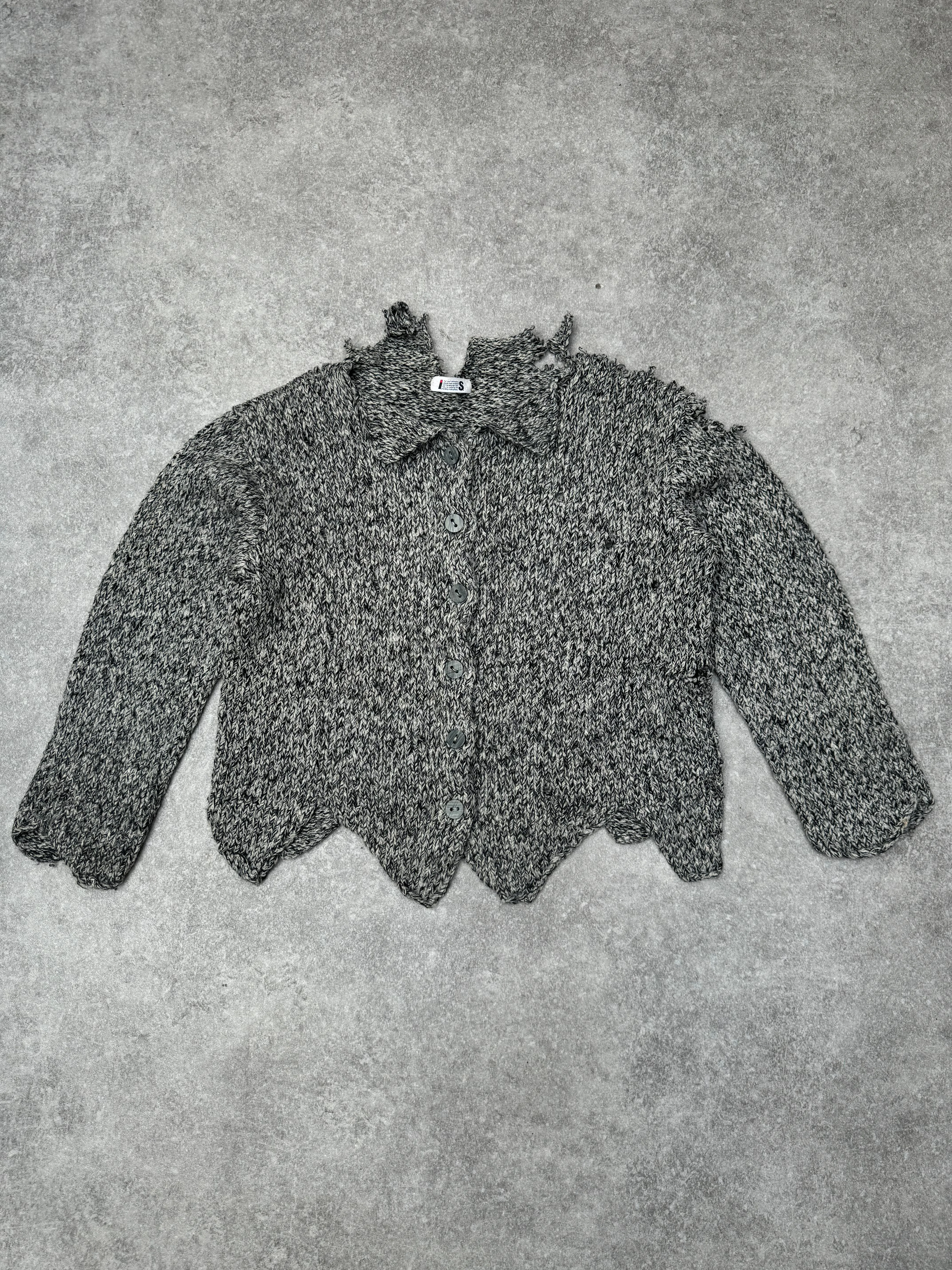 IS Issey Miyake Distressed Effect Wool Cardigan