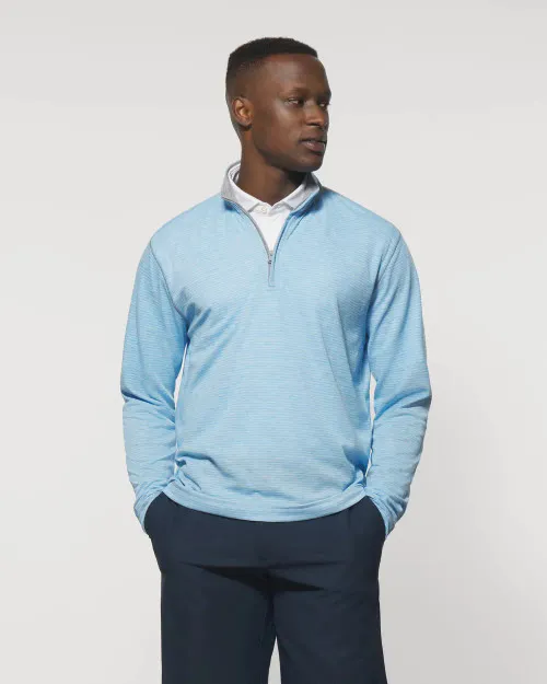 Johnnie-O Jameson Striped Performance Quarter Zip Pullover: Maliblu