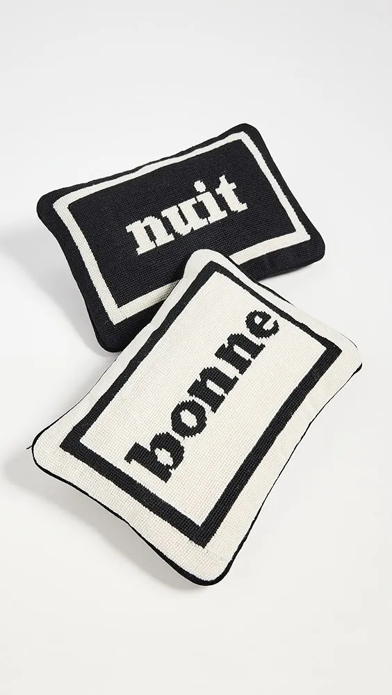 Jonathan Adler   Bonne Nuit Needlepoint Pillow Set 