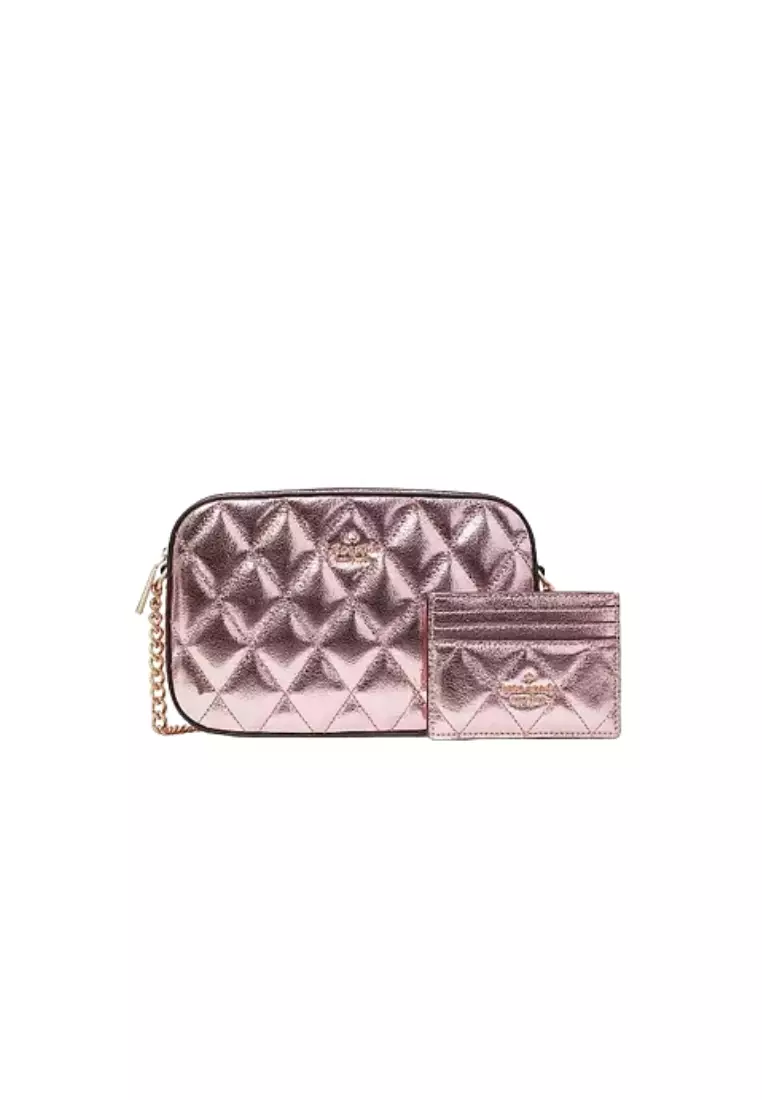 Kate Spade Kate Spade Glimmer Quilted Metallic Crossbody Set Boxed In Mitten Pink KE441