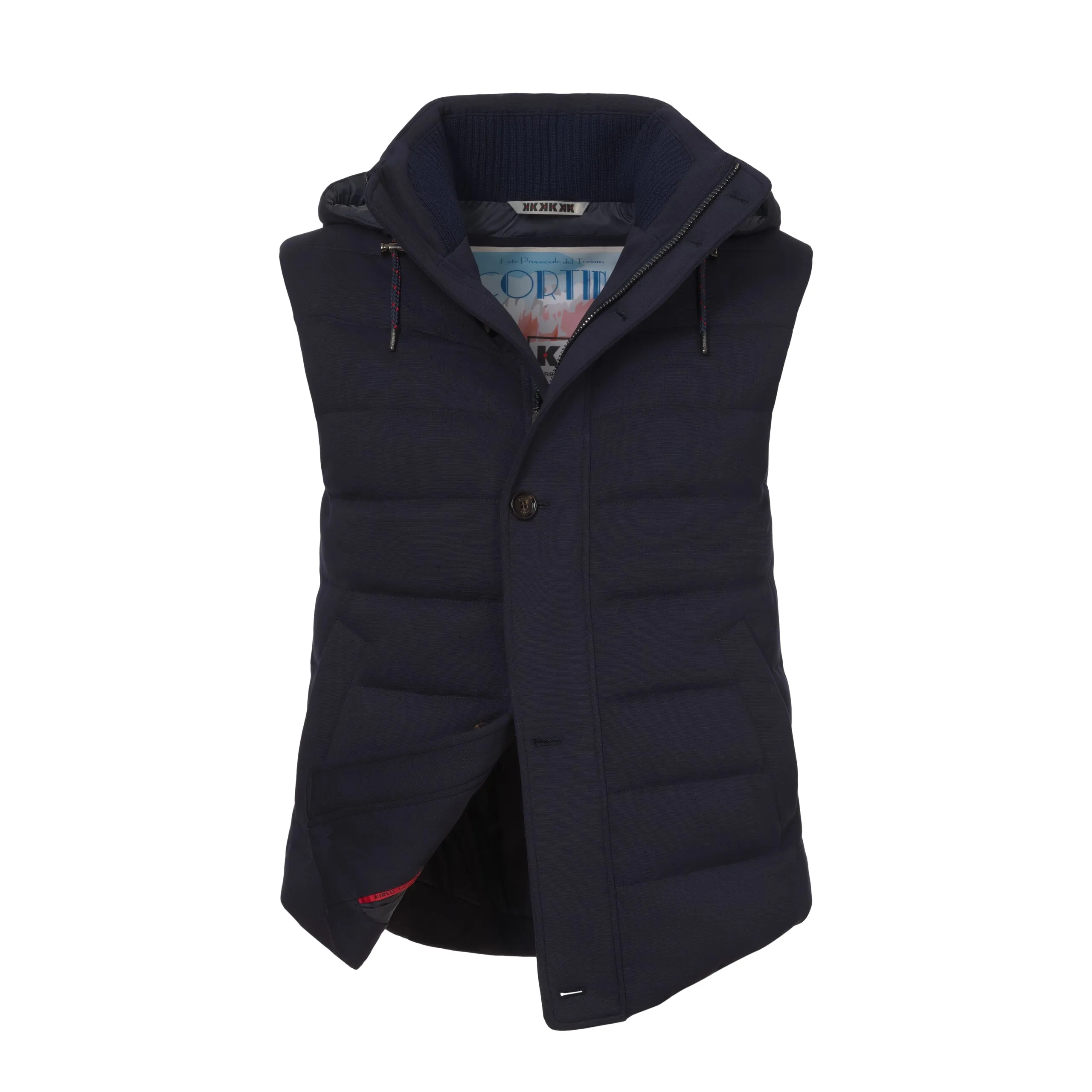  Kired Hooded Viscose-Blend Vest in Dark Blue