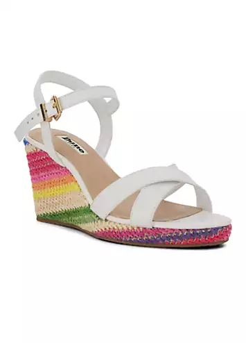 Kyrin Off White Multi Wedge Sandals by Dune London | Look Again