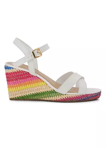 Kyrin Off White Multi Wedge Sandals by Dune London | Look Again