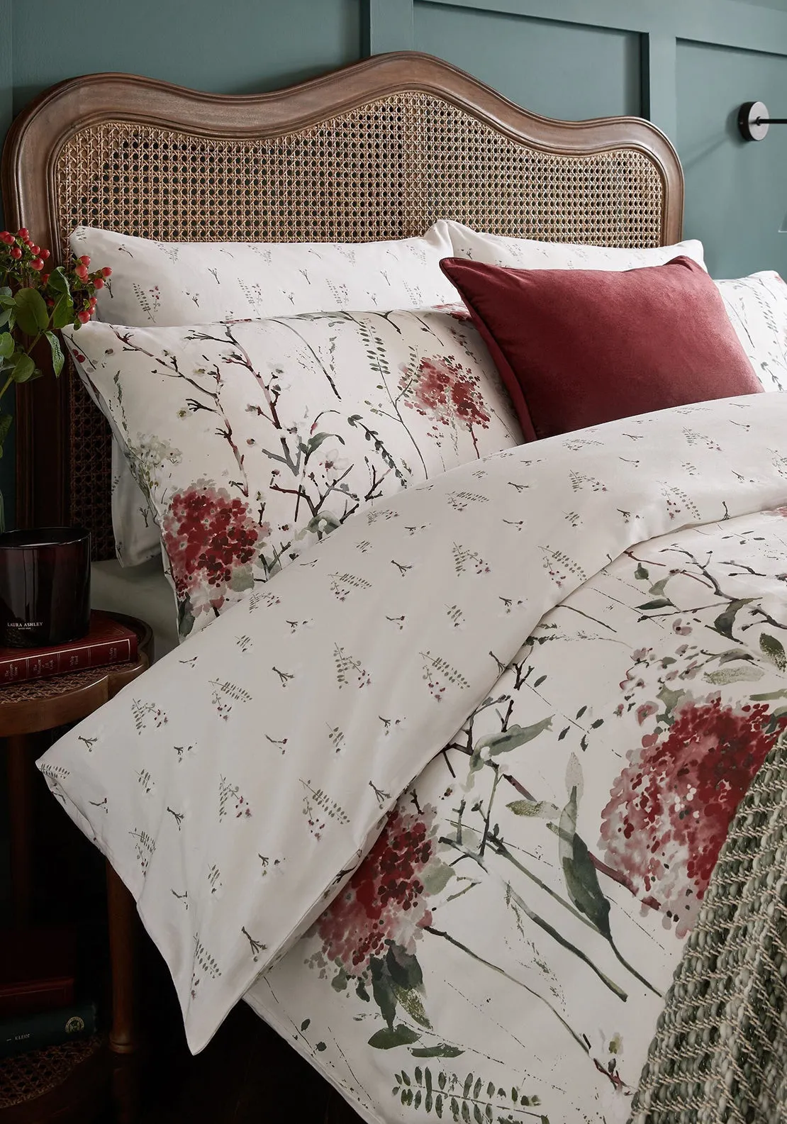 Laura Ashley Pallington Bloom Printed Duvet Cover Set, Ruby