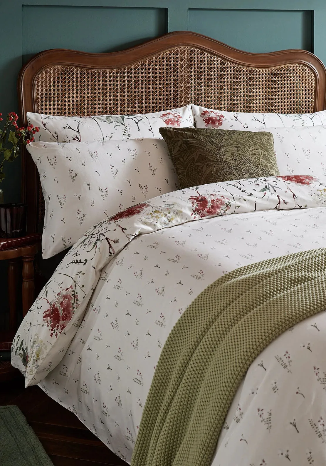 Laura Ashley Pallington Bloom Printed Duvet Cover Set, Ruby