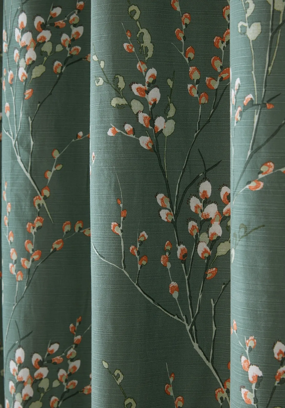 Laura Ashley Pussy Willow Fern Lined Eyelet Curtains 88”x 90”, Green