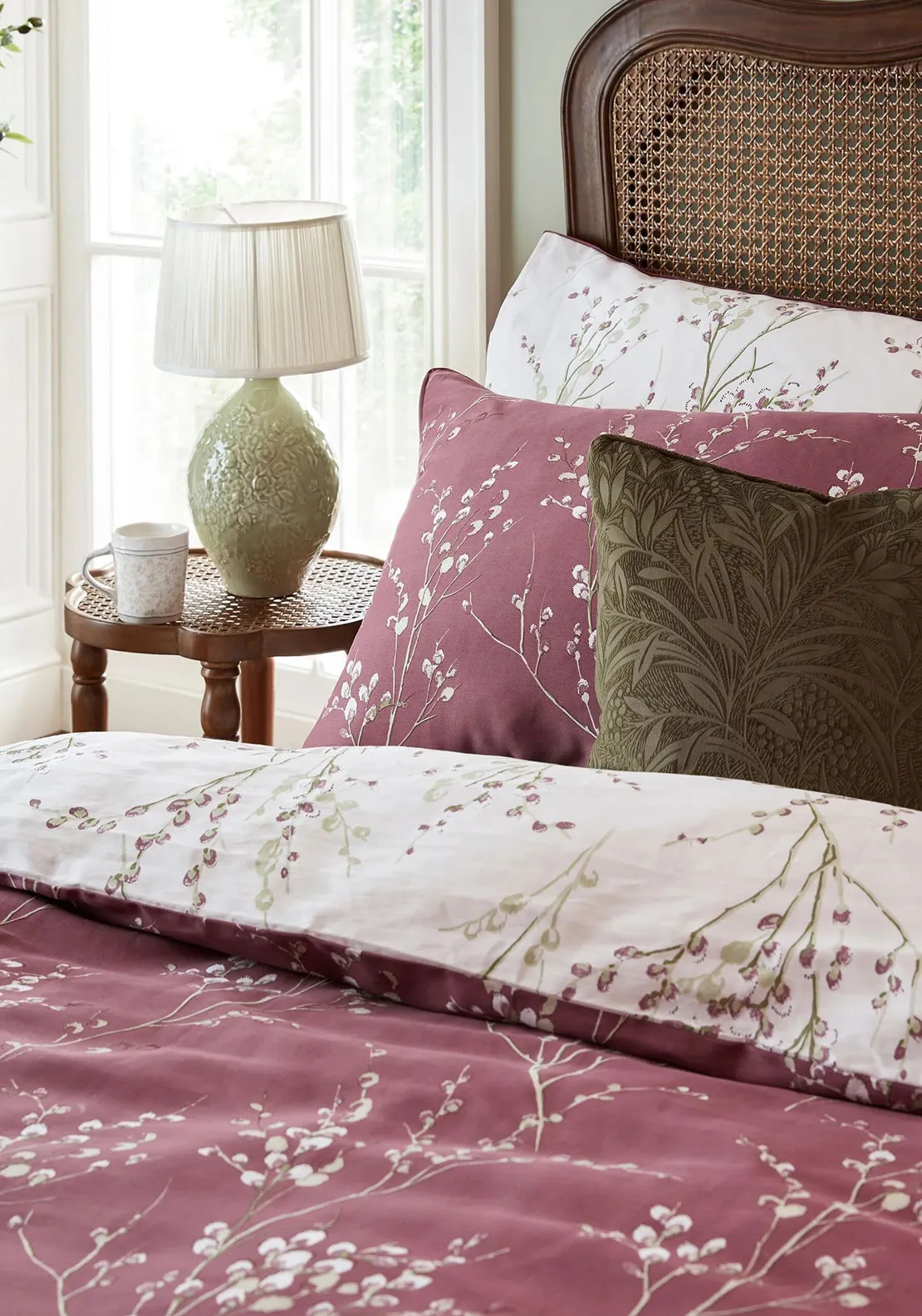 Laura Ashley Pussy Willow Printed Floral Duvet Cover Set, Plum Purple