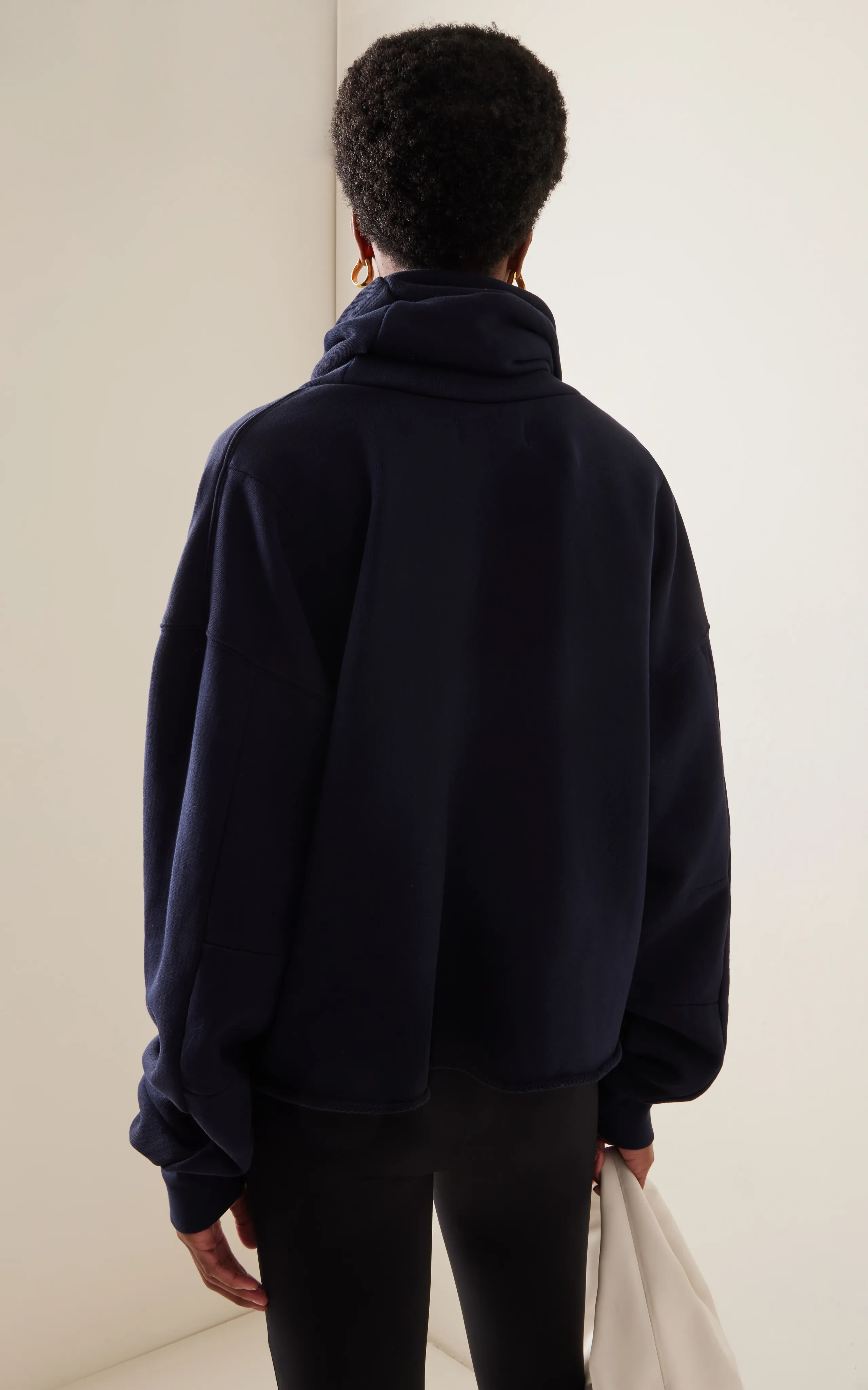 Les Tien Corey Cowl Neck Cotton Pullover