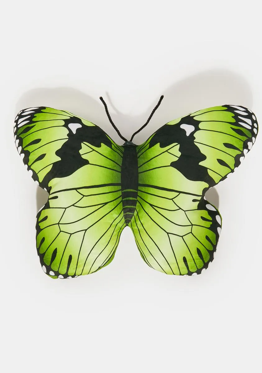 Lime Shoot The Breeze Butterfly Pillow-