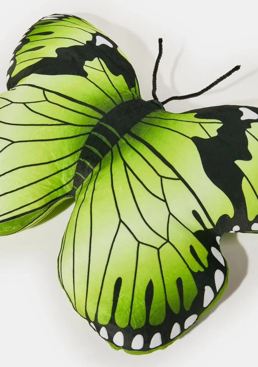 Lime Shoot The Breeze Butterfly Pillow-