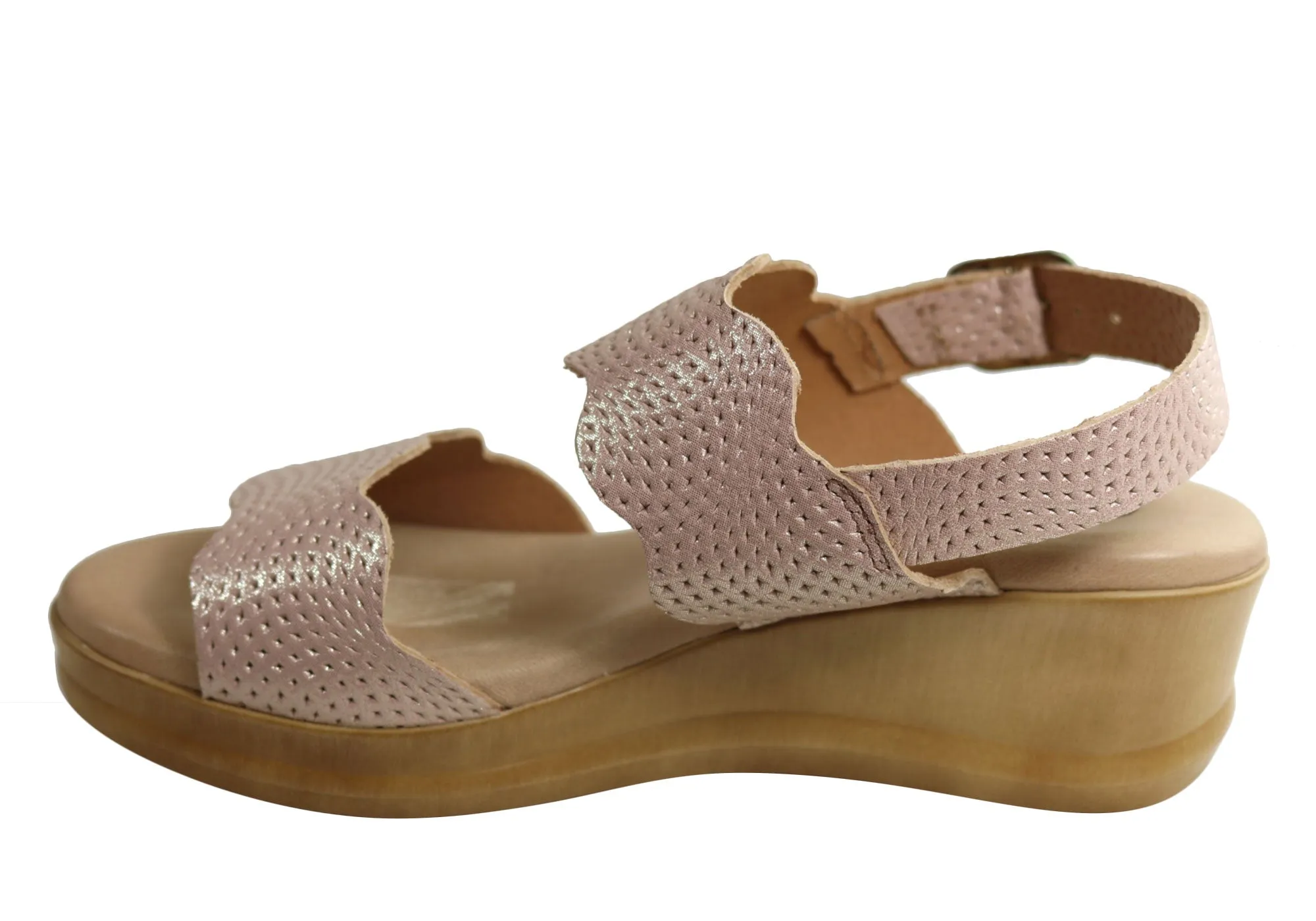 Lola Canales Belinda Womens Comfy Leather Wedge Sandals Made In Spain