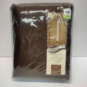 London Solid Pair Brown Silk Curtains