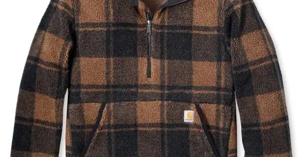 Loose Fit Fleece Pullover - Carhartt Brown/Black Plaid