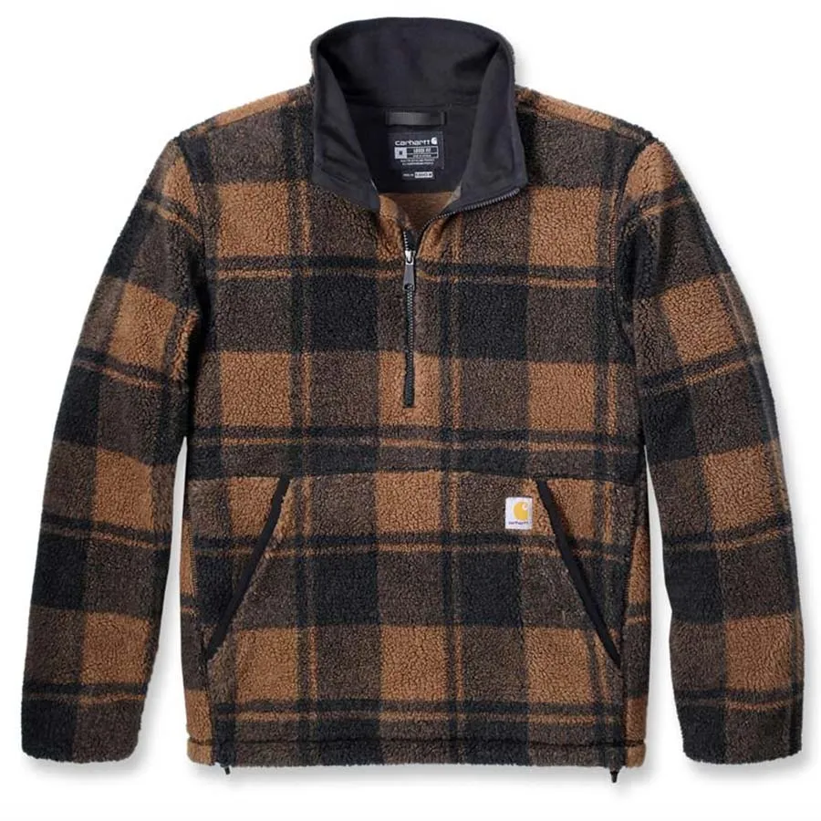 Loose Fit Fleece Pullover - Carhartt Brown/Black Plaid