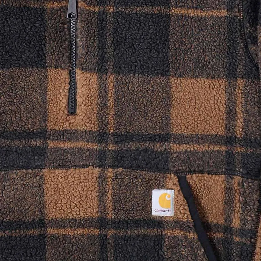 Loose Fit Fleece Pullover - Carhartt Brown/Black Plaid