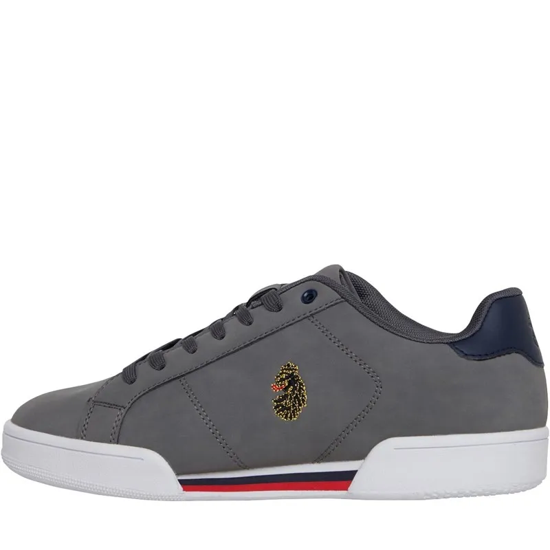 LUKE 1977 Mens Berto Trainers Grey/Nubuck/White/Navy/Red