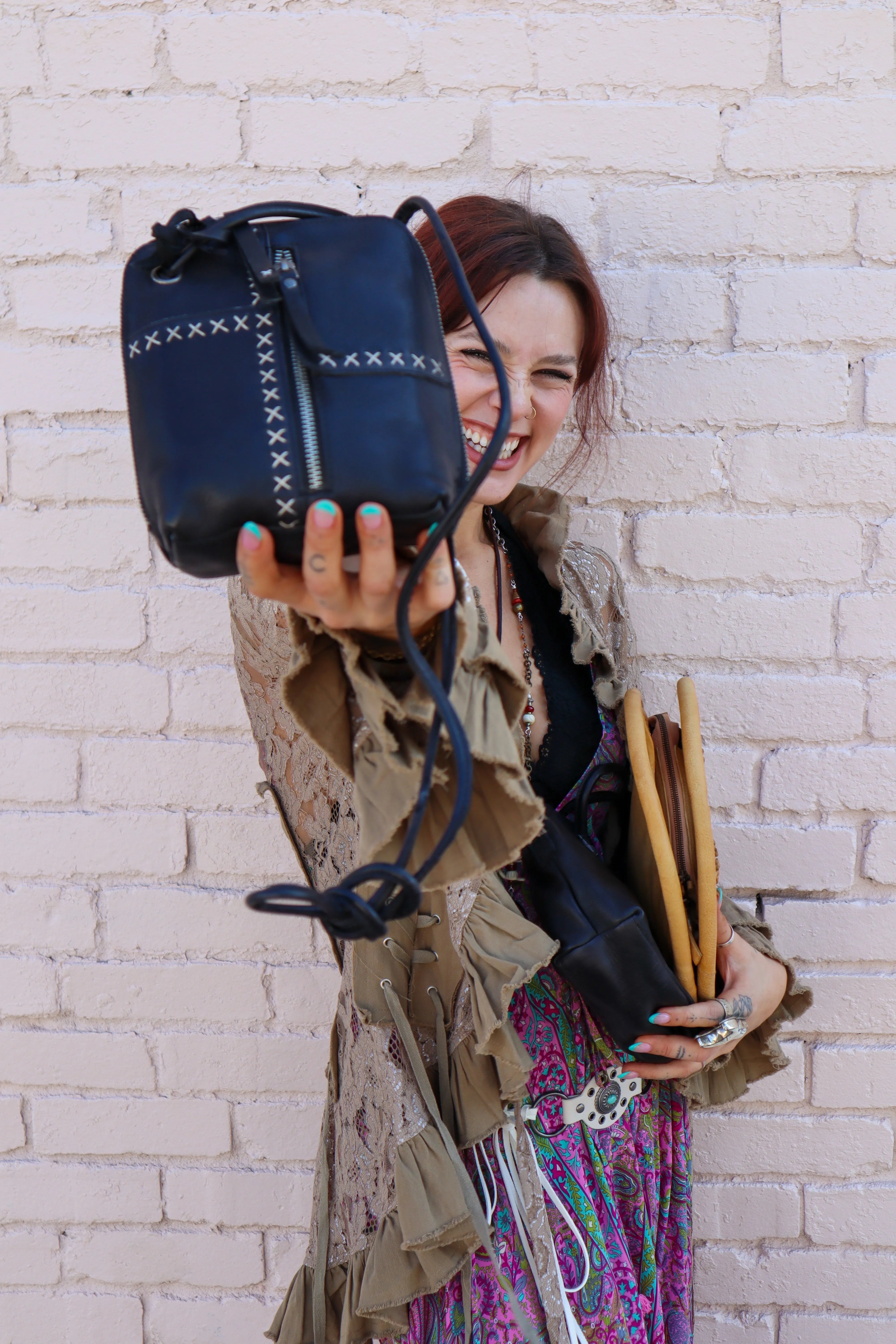 Marge Handcrafted Leather Crossbody Bags: Black