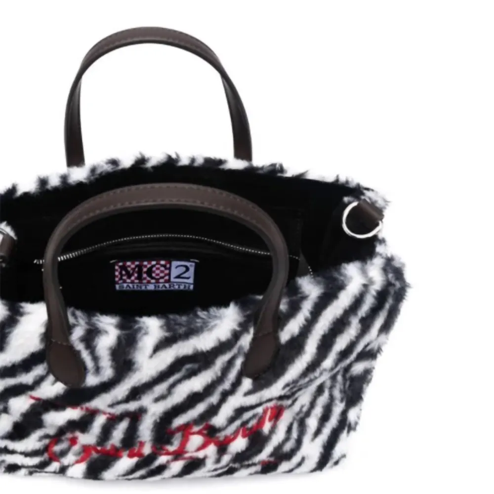 MC2 SAINT BARTH - Women's Zebra Print Wool Leather Tote Handbag