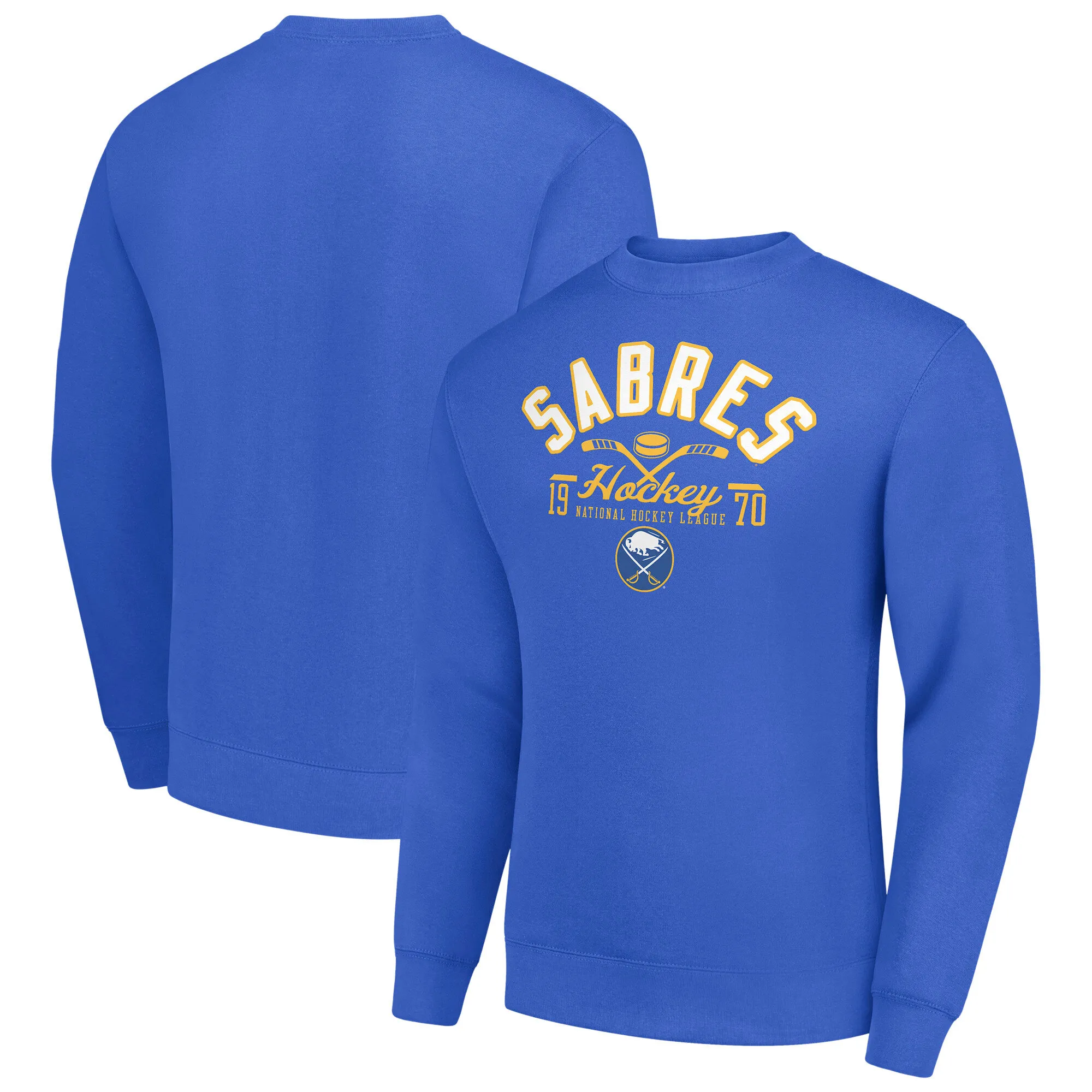 Men's Buffalo Sabres Starter Royal Stick And Puck Logo Fleece Pullover Sweatshirt