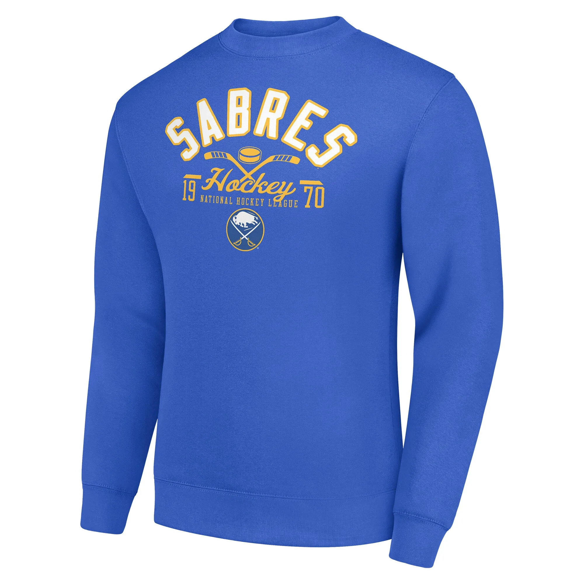 Men's Buffalo Sabres Starter Royal Stick And Puck Logo Fleece Pullover Sweatshirt