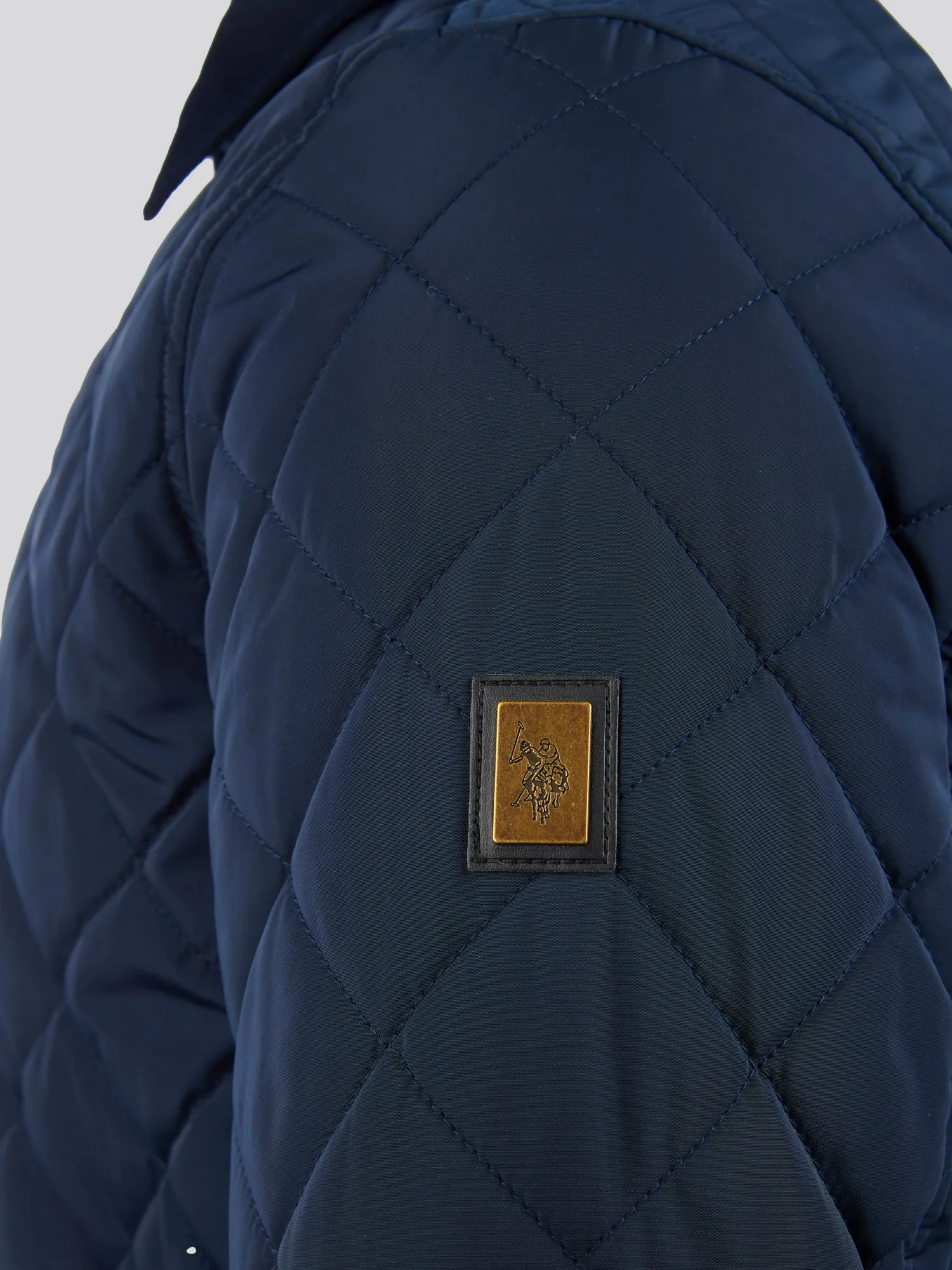 Mens Diamond Quilt Padded Jacket in Dark Sapphire Navy