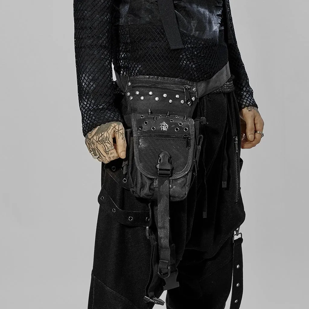 Men's Punk Skull Rivets Waist Bag