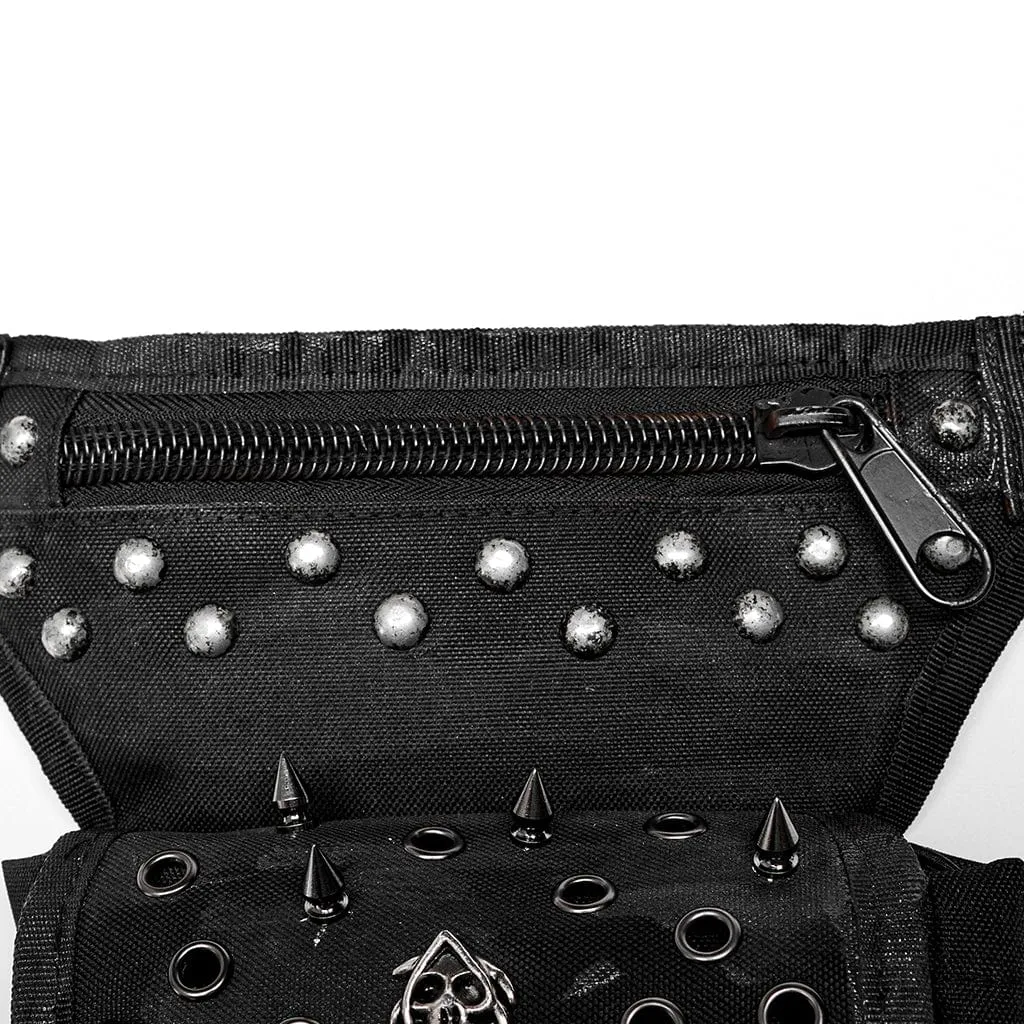 Men's Punk Skull Rivets Waist Bag