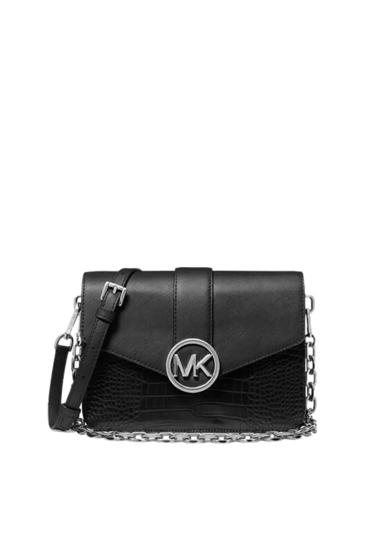 MICHAEL KORS Michael Kors Carmen Medium Shoulder Bag Crocodile Embossed In Black 35H3SNML6I