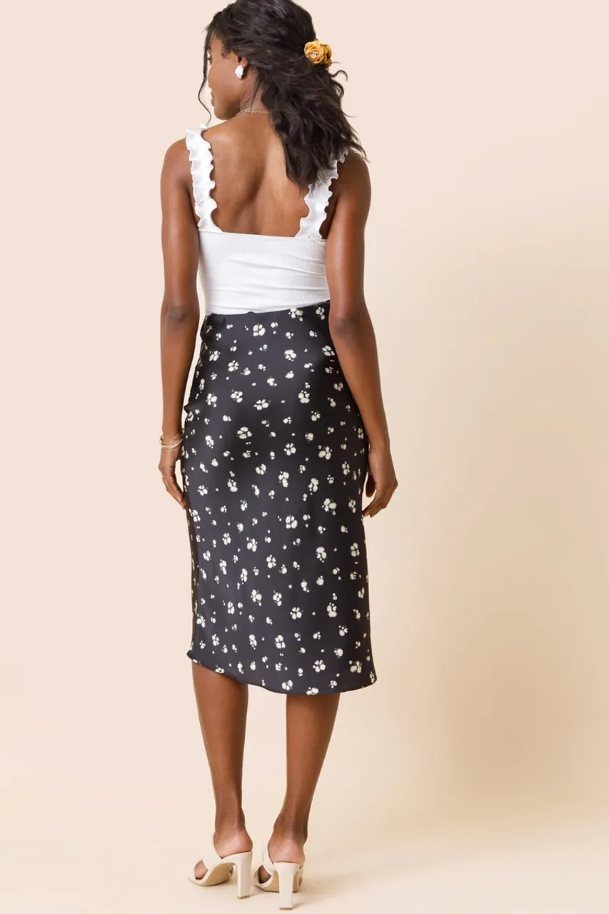 Millie Daisy Print Midi Skirt