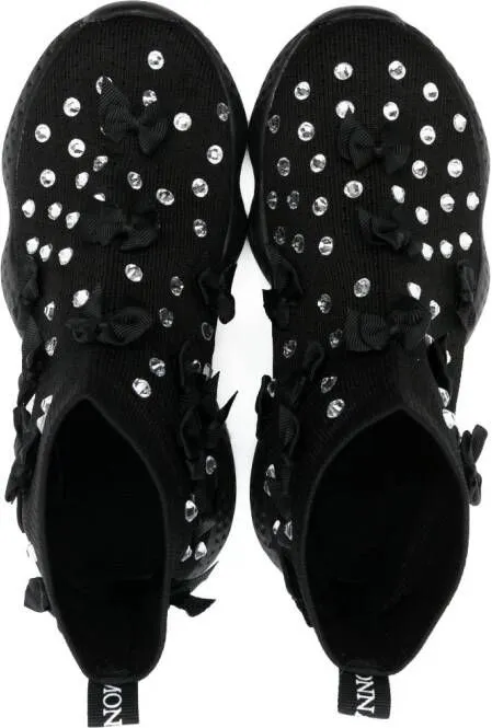 Monnalisa rhinestone high-top sneakers Black