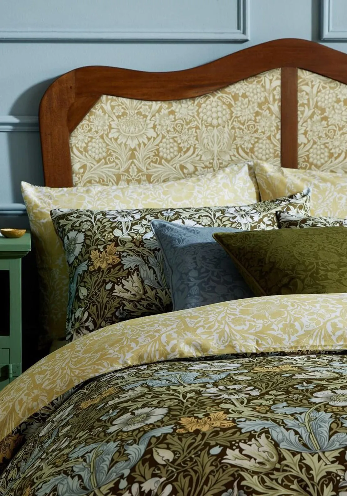 Morris & Co Compton Floral Duvet Cover Set, Olive Green