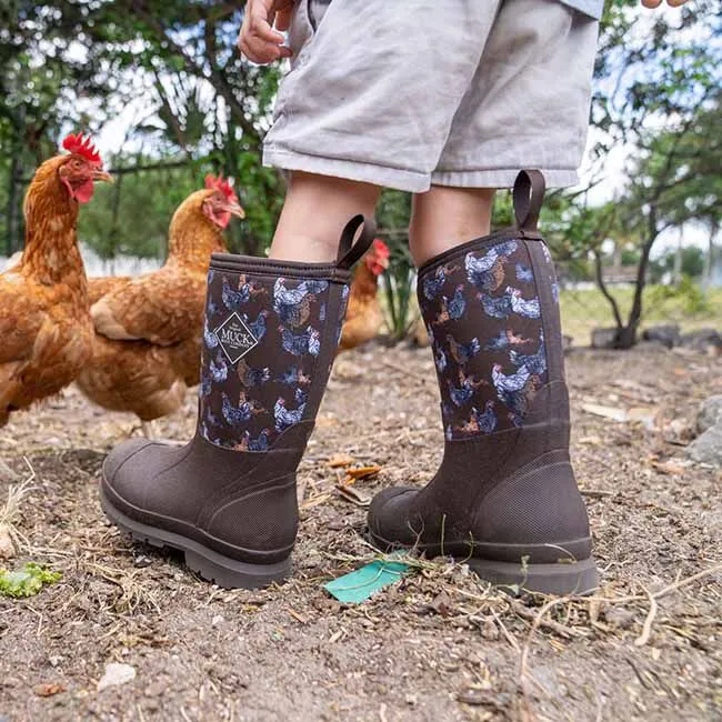 Muck Boot Company Kids' Chore Classic Boot - Brown/Chickens