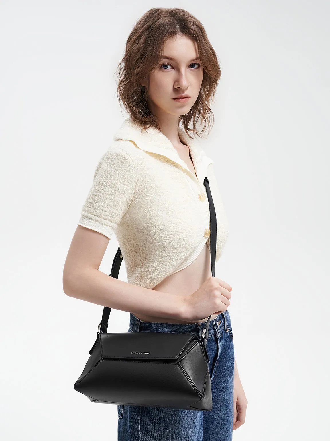 Nasrin Geometric Shoulder Bag - Noir