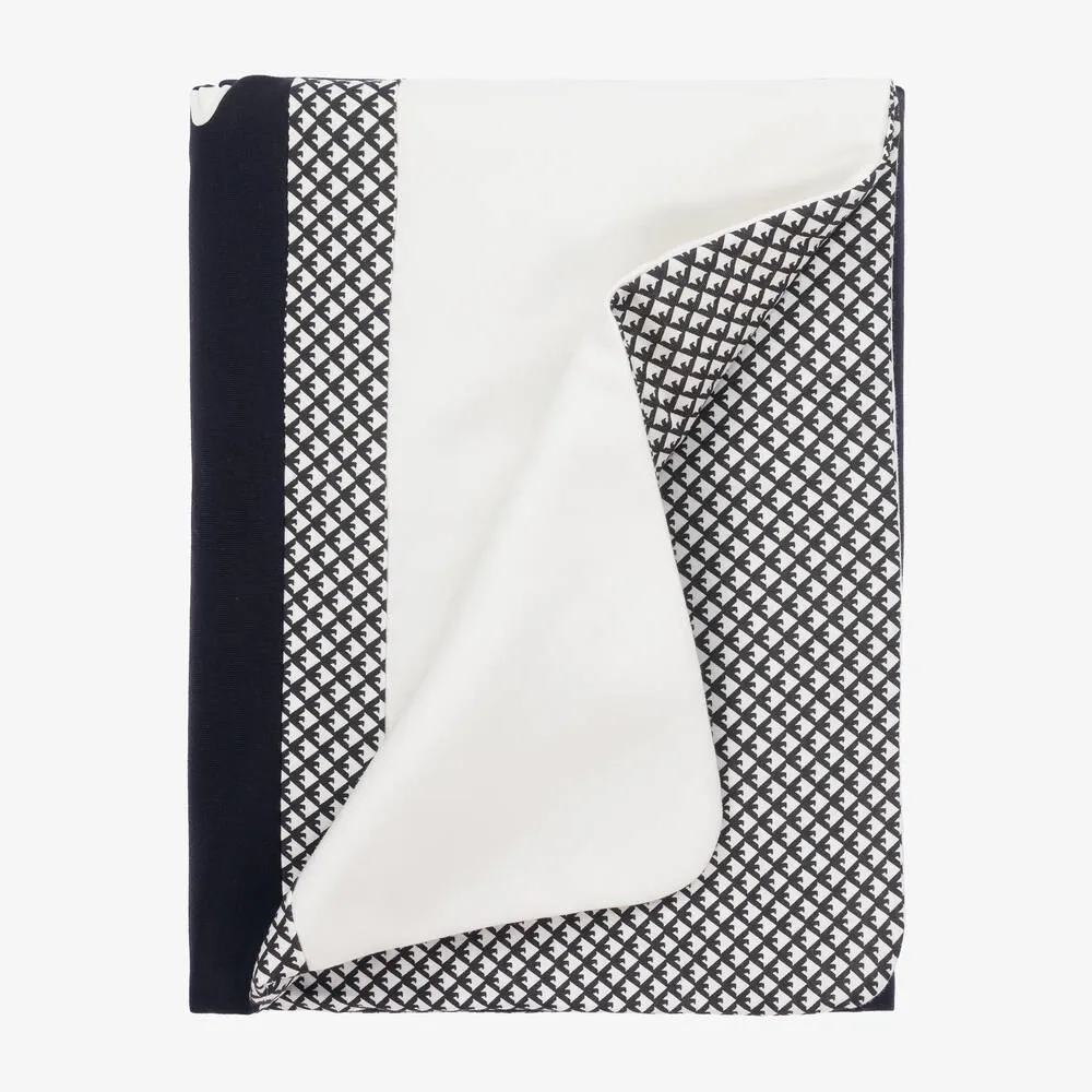 Navy Blue & Ivory Cotton Blanket (73cm)