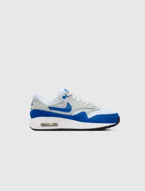 NIKE AIR MAX 1 WHITE/GAME ROYAL GS   BLUE