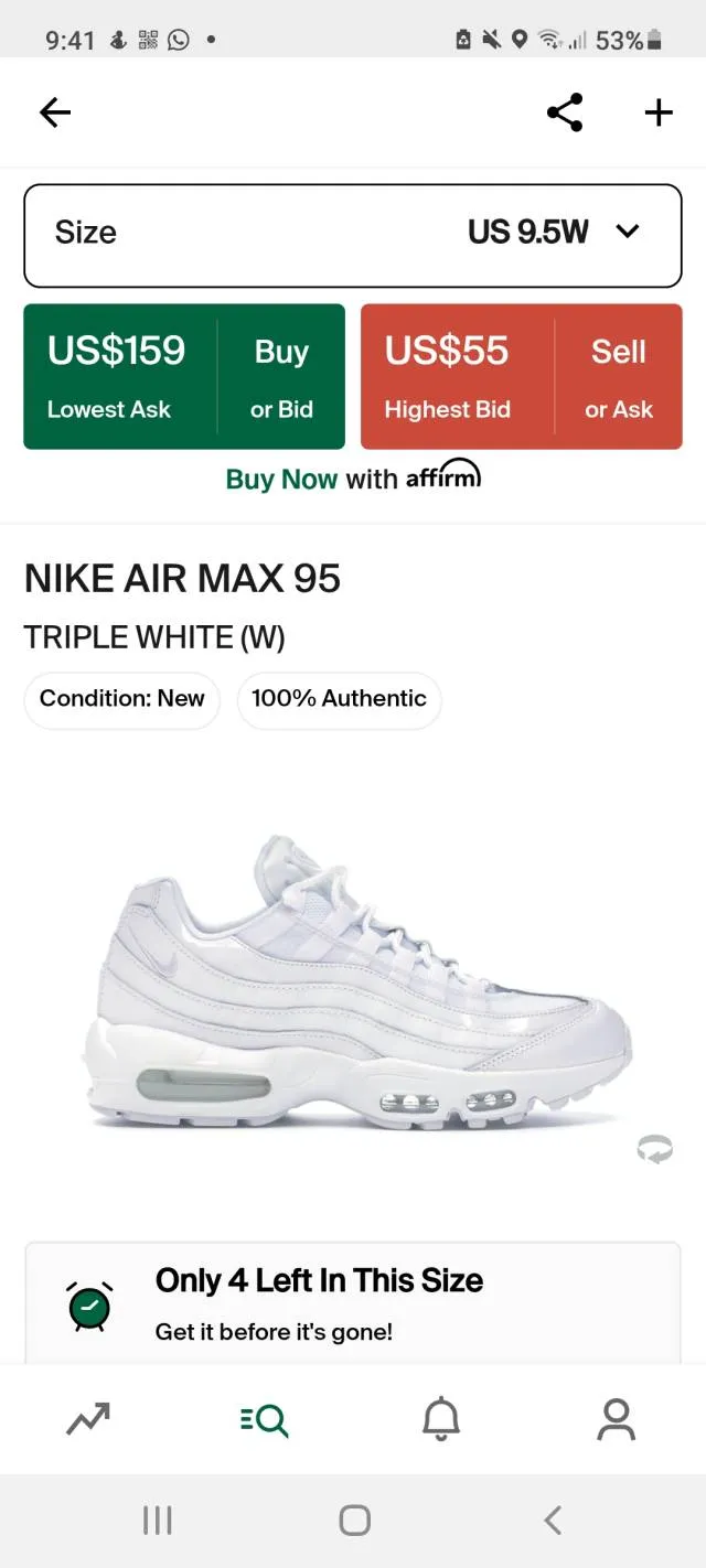 Nike Air Max 95 Triple White - 307960-108