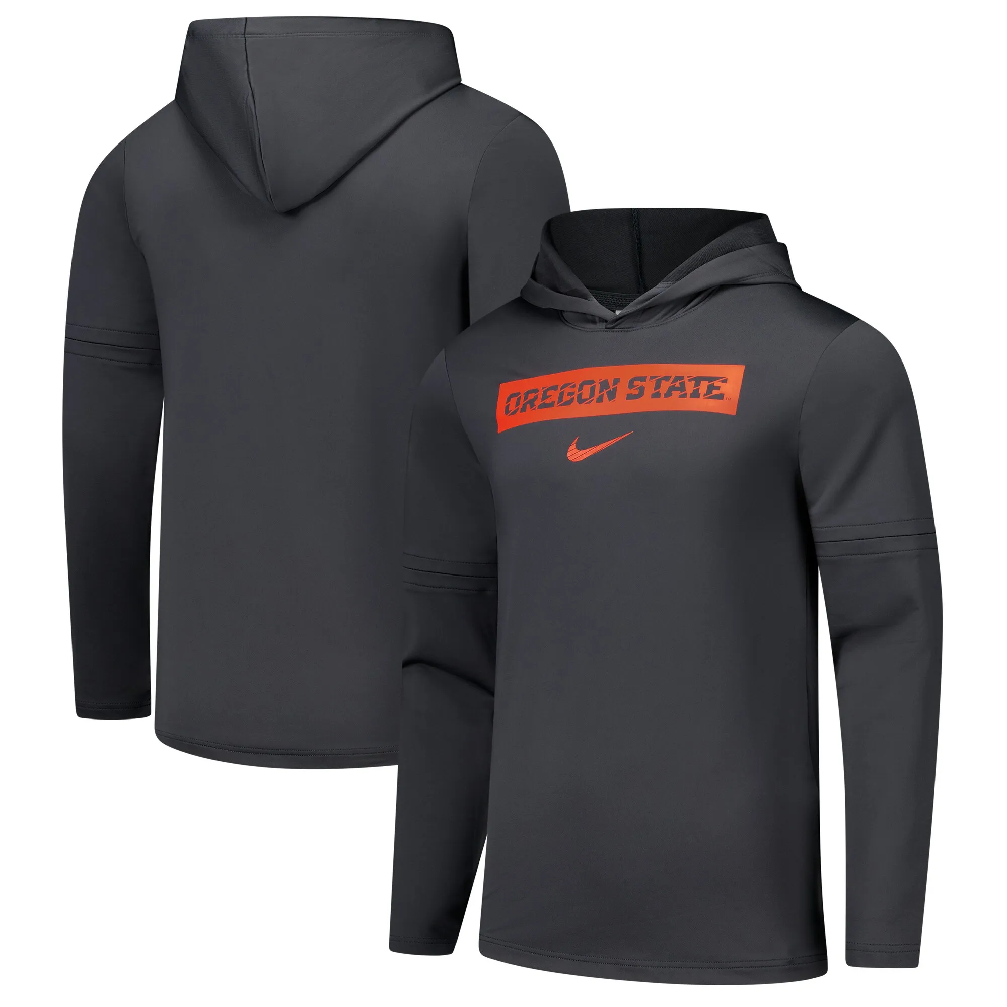 Nike Oregon State Beavers Anthracite 2024 Sideline Performance Long Sleeve Hoodie Top