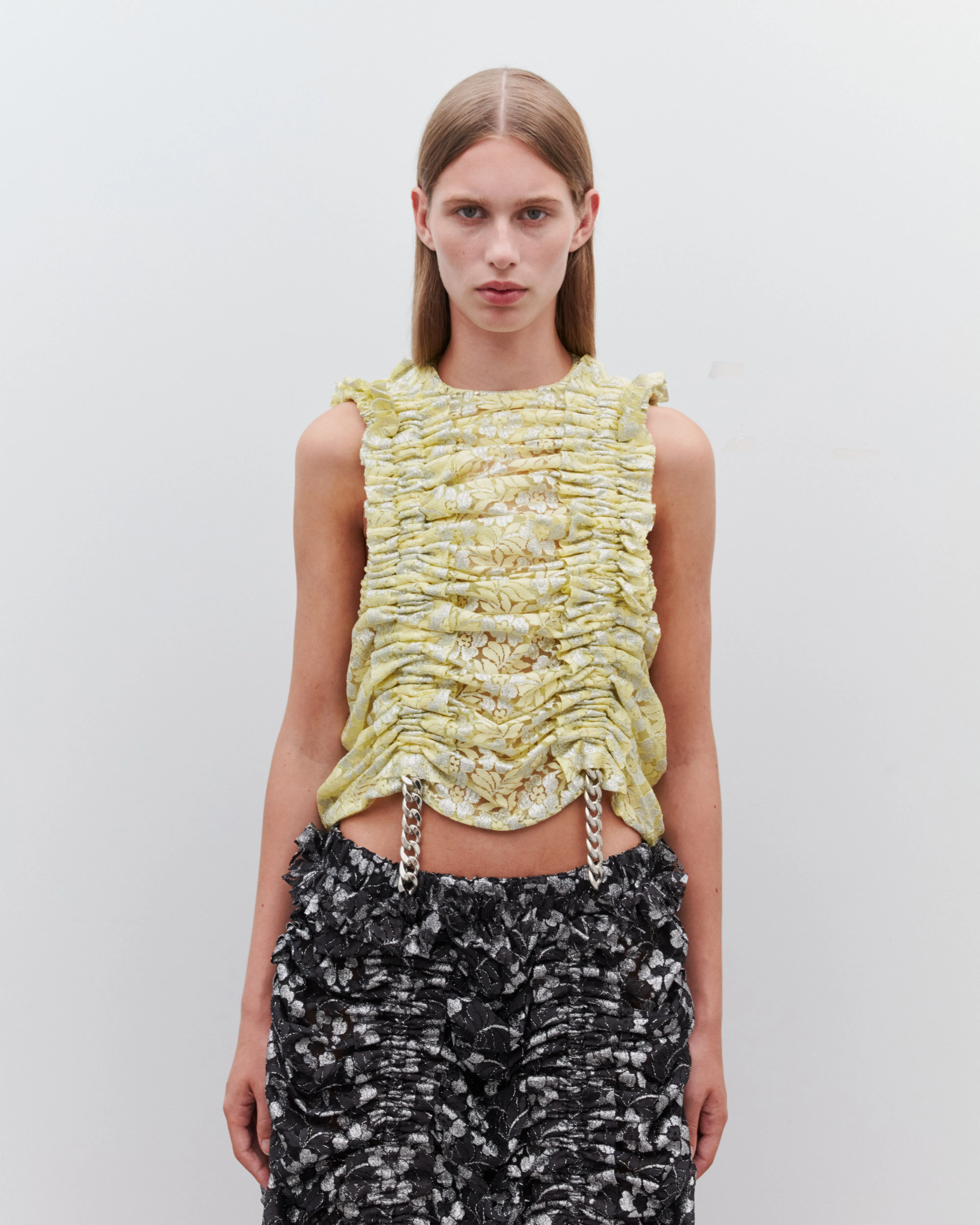 Noir Kei Ninomiya Women's Floral Mesh Vest  Yellow