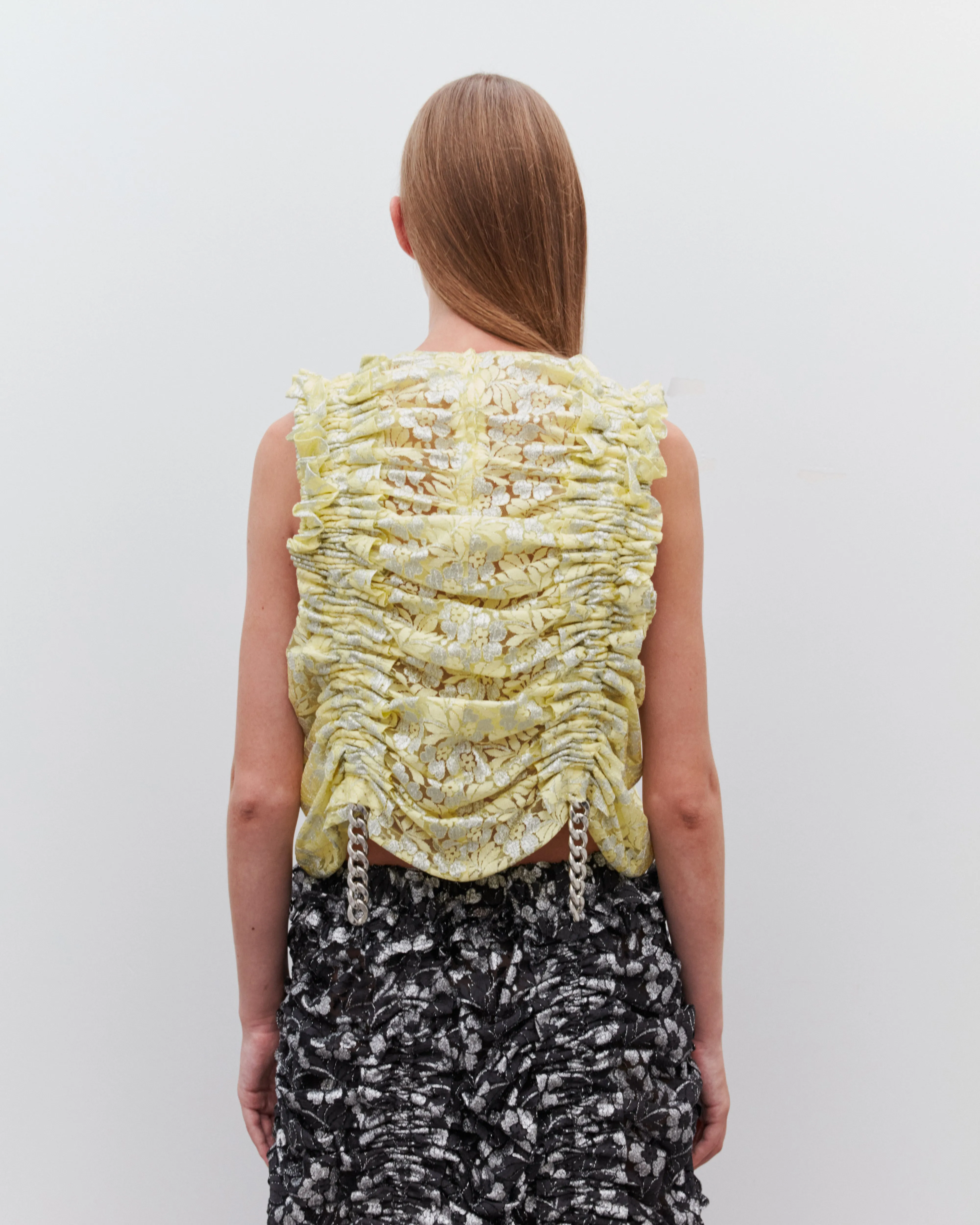 Noir Kei Ninomiya Women's Floral Mesh Vest  Yellow