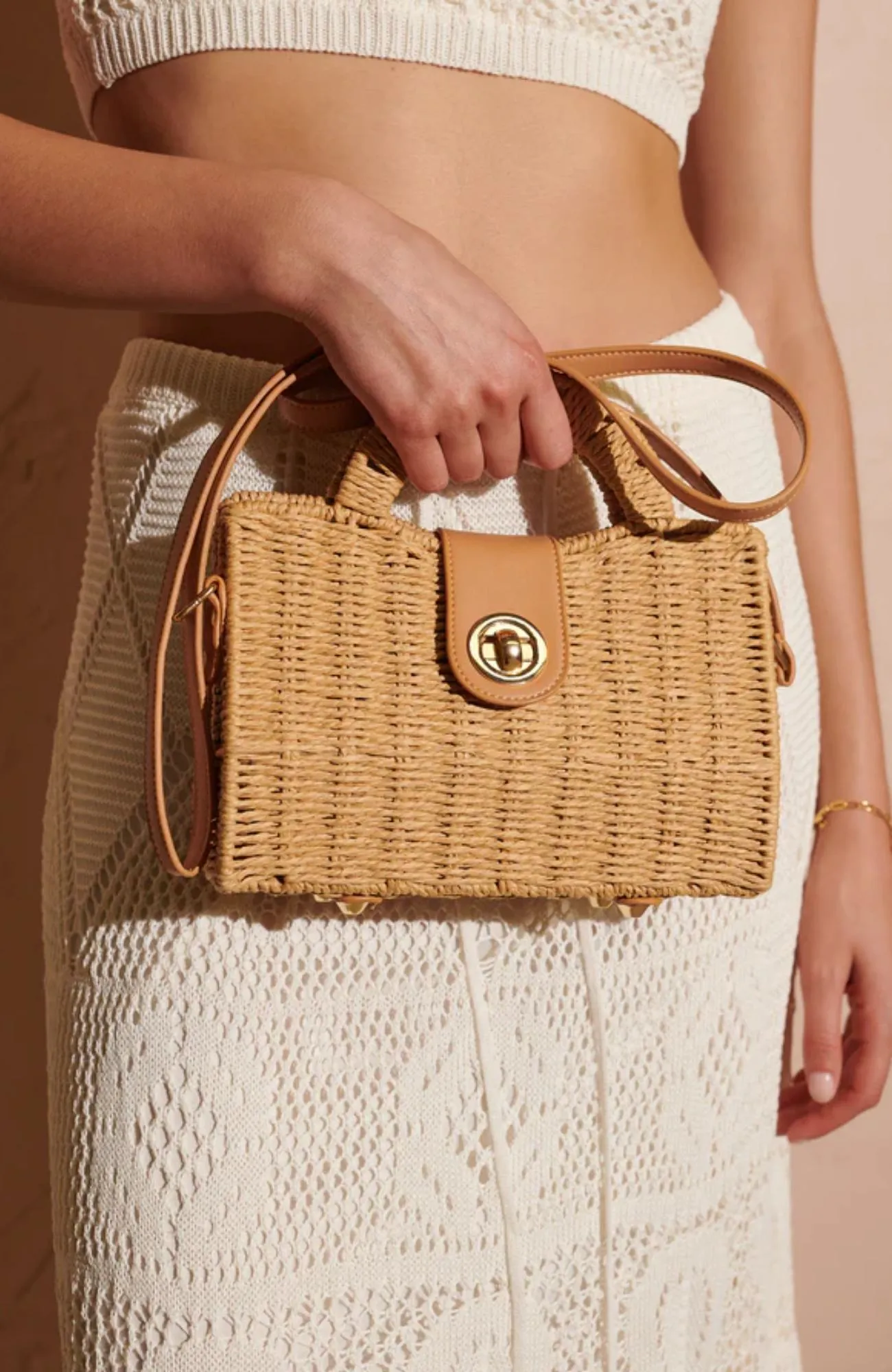 Nolan Rattan Bag Tan