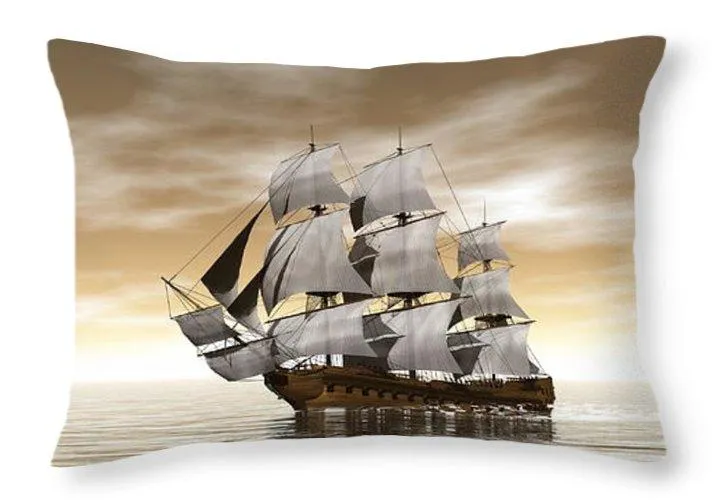 Old Merchant Ship - 3d Render - Throw Pillow