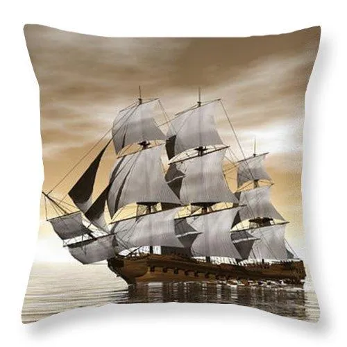 Old Merchant Ship - 3d Render - Throw Pillow